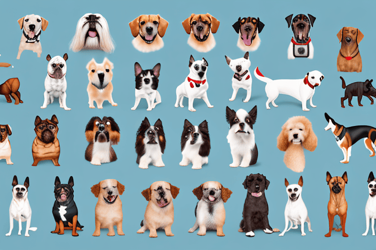 Various dog breeds each with a subtle visual indicator of a different type of infection