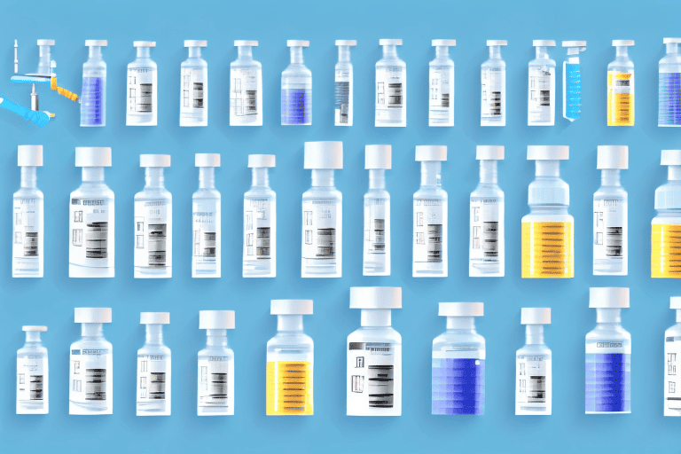 Different types of insulin vials and syringes