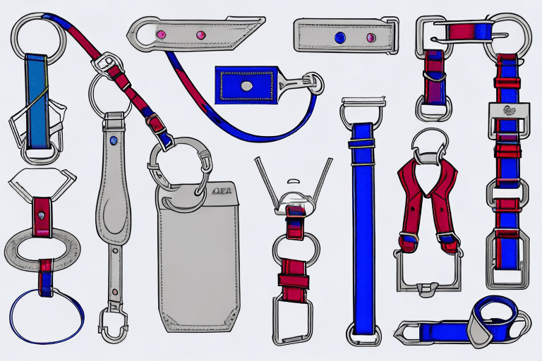 Various types of dog leashes and collars