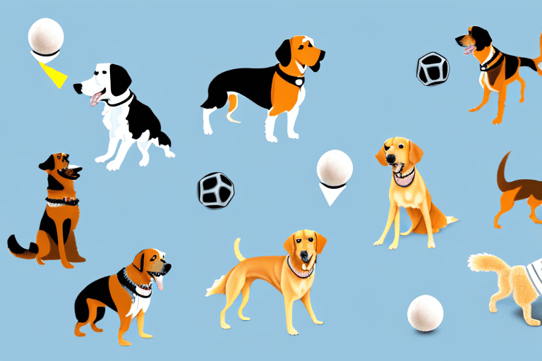 Various dogs in different stages of training