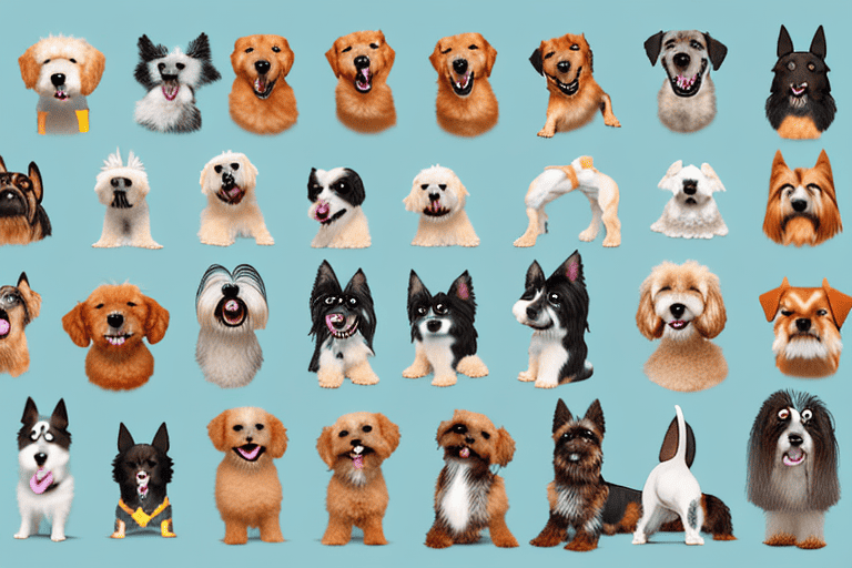 Various types of dogs in different poses