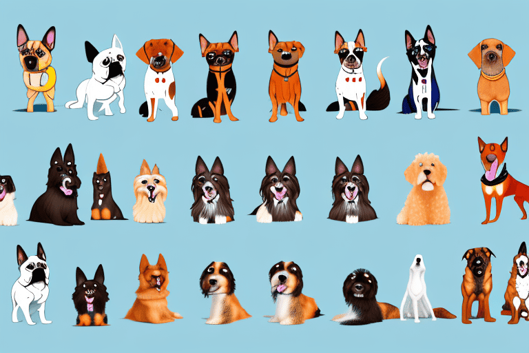 Various types of dogs in different poses