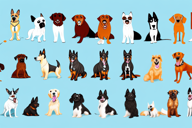 Various types of dogs in different poses