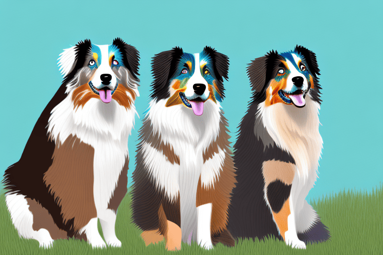 Four distinct australian shepherd dogs