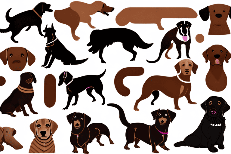 Various black and brown dog breeds