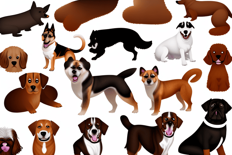 Various types of dogs with brown and white fur