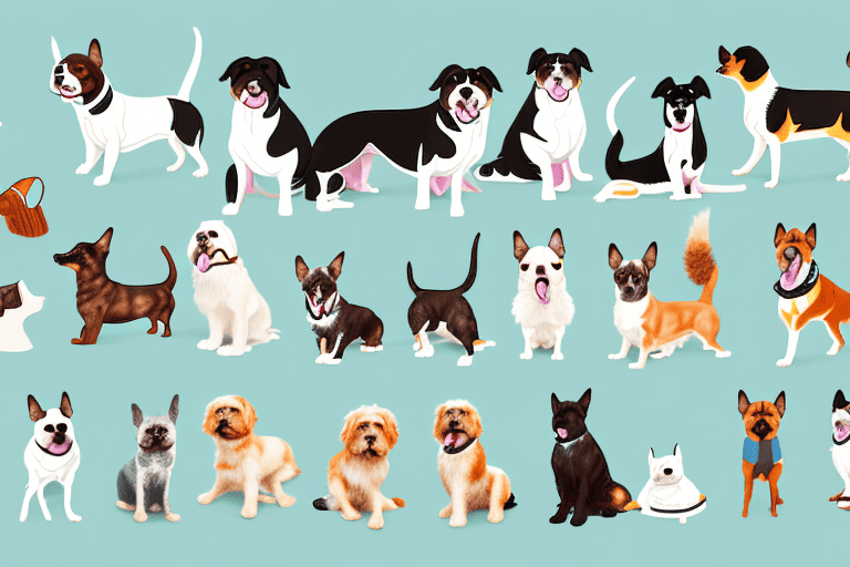 Various types of popular domestic dogs in a homely setting