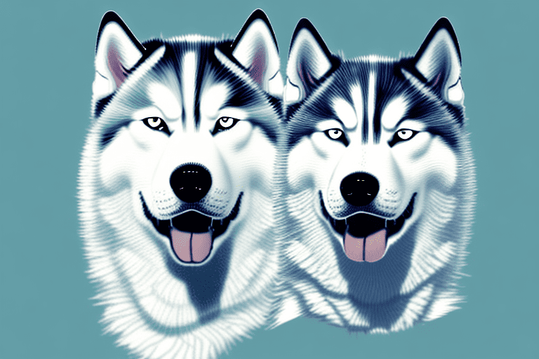 Several different types of dogs that resemble huskies