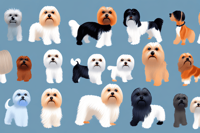 Several distinct maltese dogs showcasing their different sizes