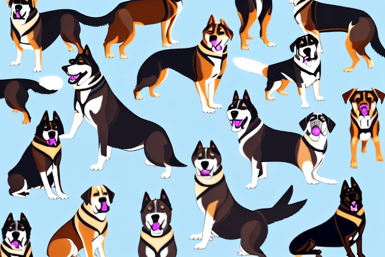 Several different types of dogs