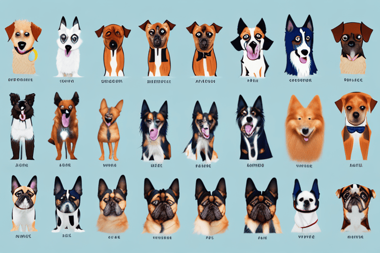 Various dog breeds in different poses