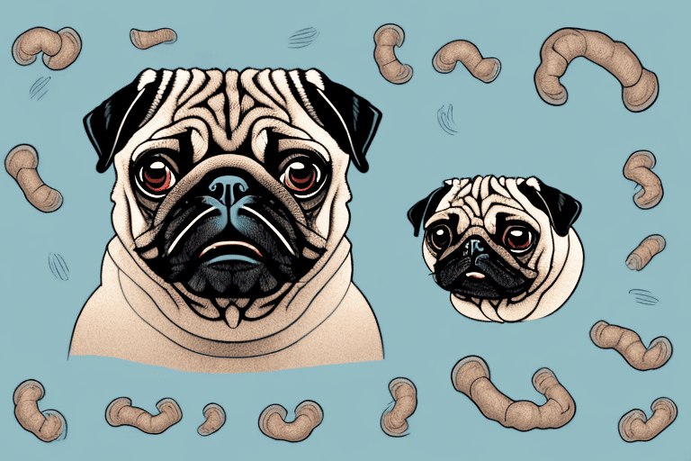 A pug in various playful poses