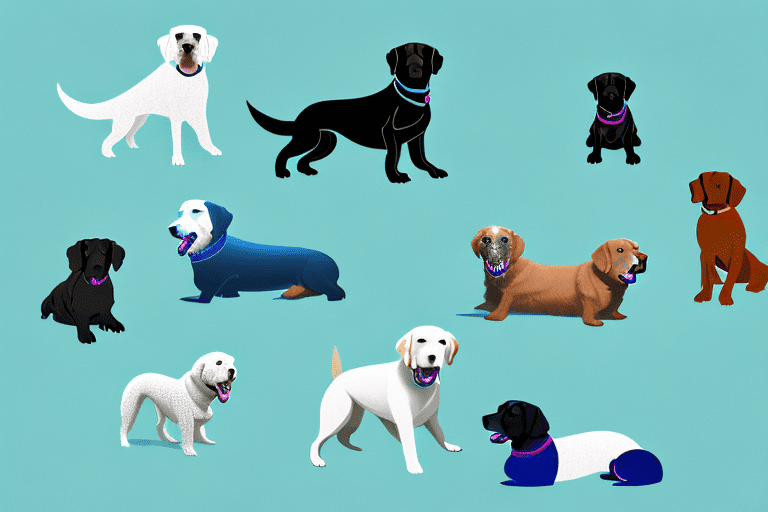 Several different breeds of dogs such as labrador retrievers