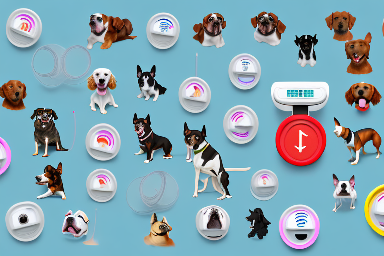 Various types of dog clickers displayed prominently