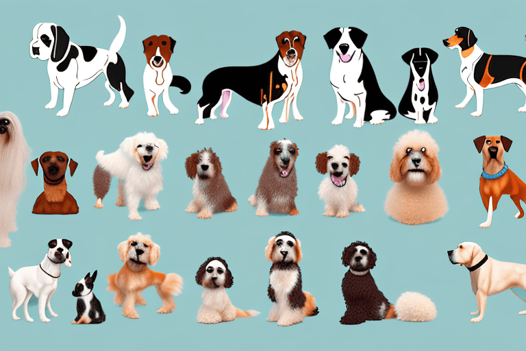 Various breeds of dogs in a homely setting