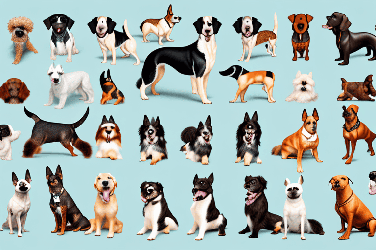 Various types of dogs in different poses