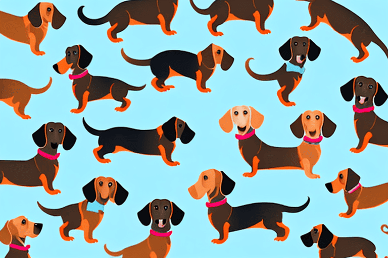 Several distinct types of dachshund dogs