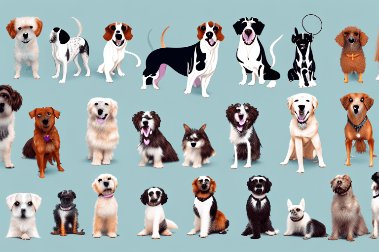 Several different breeds of dogs side by side