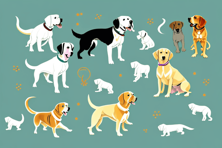 Several different breeds of dogs