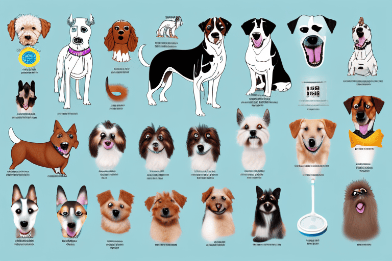 Various dogs of different breeds