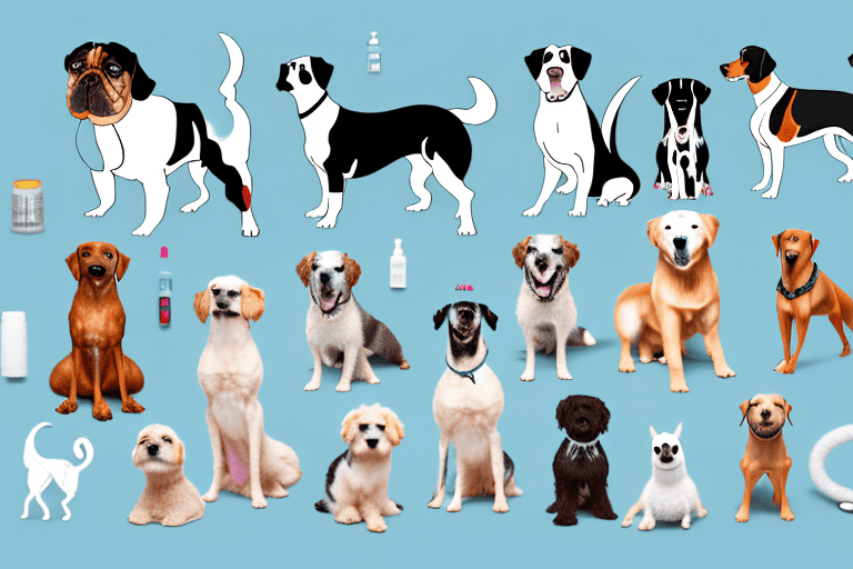 Several different breeds of dogs