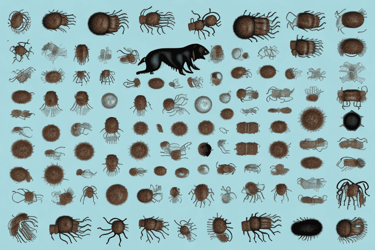 Various types of fleas and ticks magnified for detail