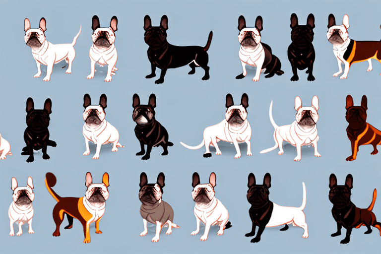 Different types of frenchie dogs in various colors and markings