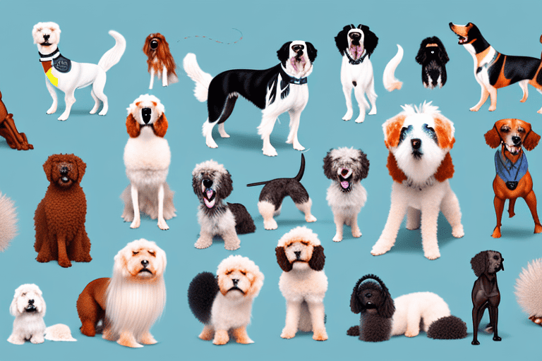 Several different breeds of dogs