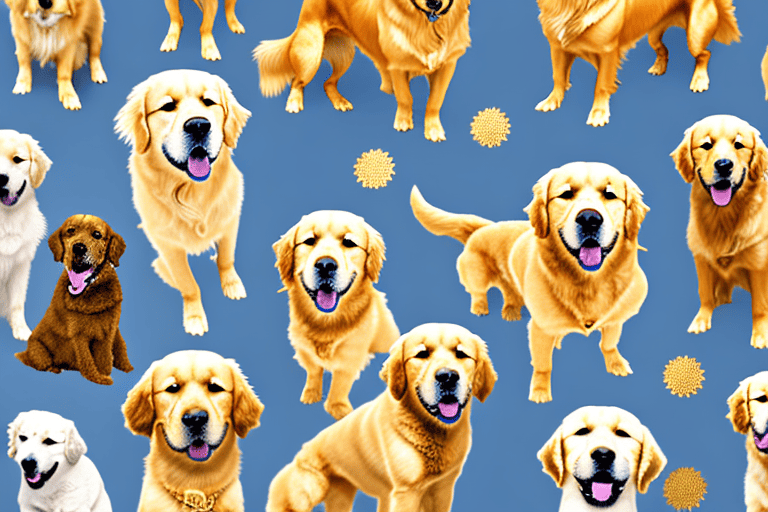 Several different breeds of golden dogs