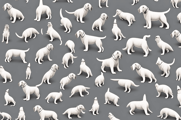 Various types of dogs in different shades of gray