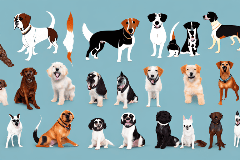 Several different dog breeds each sporting a unique