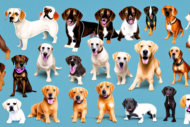 Several different breeds of dogs