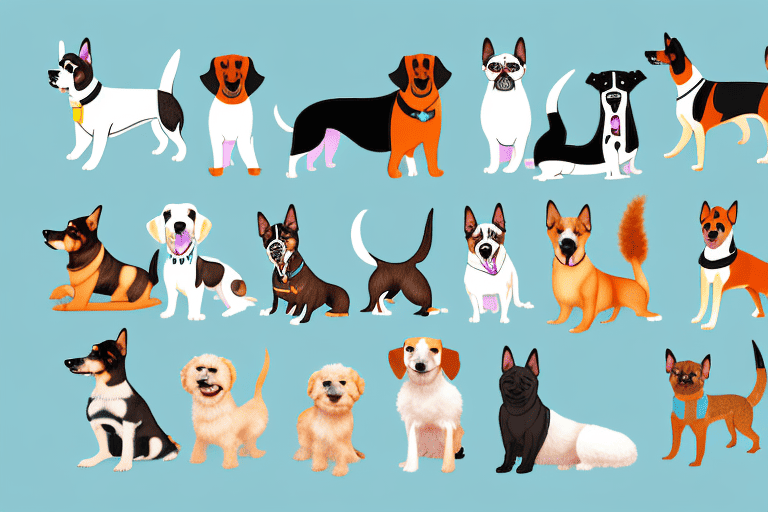 Various types of dogs in a homely environment