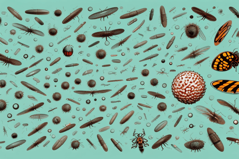 Several different dogs with magnified sections showing various types of insect bites