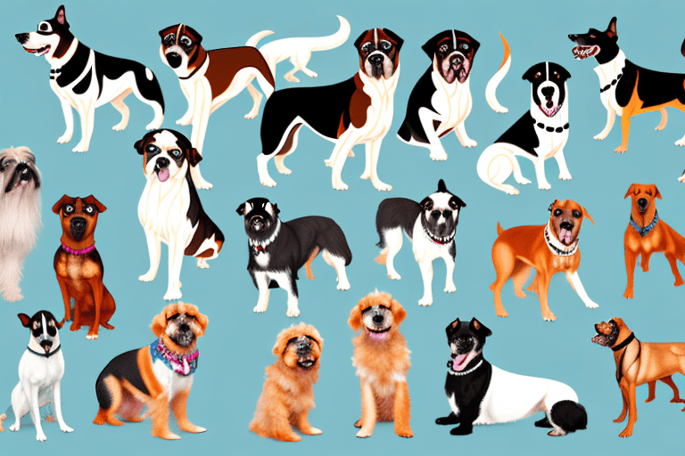 Various breeds of italian dogs in a picturesque italian landscape