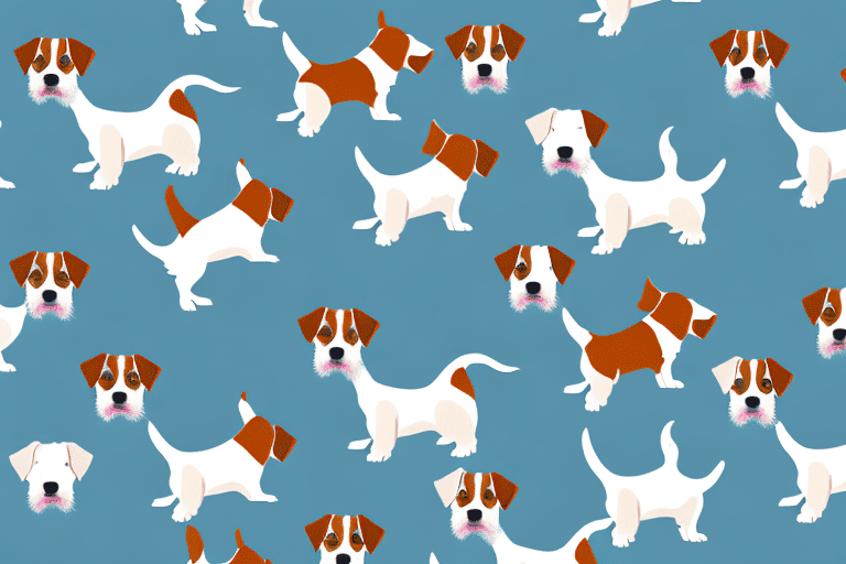 Several distinct types of jack russell dogs showcasing their unique characteristics and differences in a park-like setting