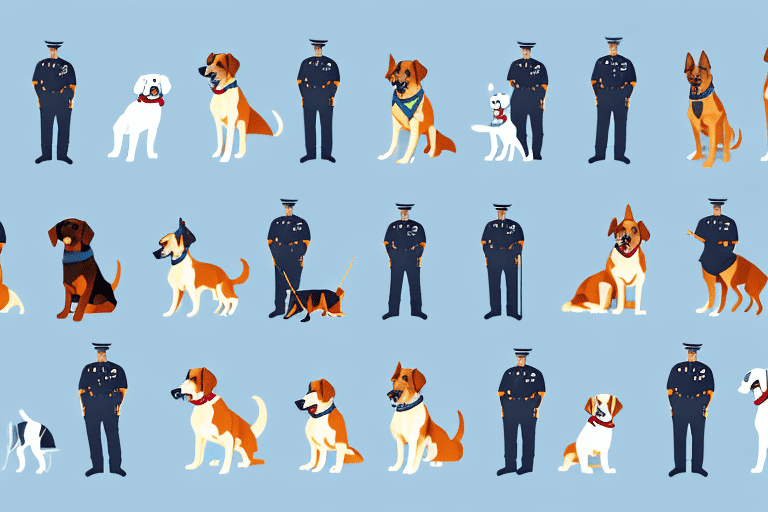 Various dogs in different professional outfits