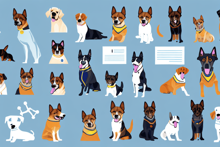 Various dogs in different professional roles