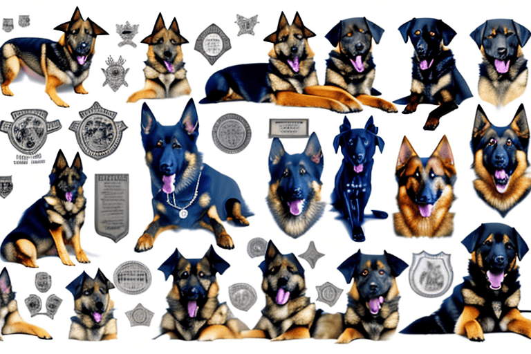 Several different breeds of k-9 dogs