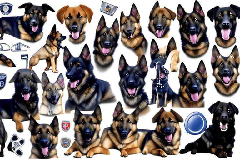 Several different breeds of dogs commonly used in k9 units