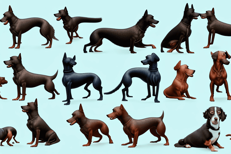 Several distinct types of kelpie dogs in various poses