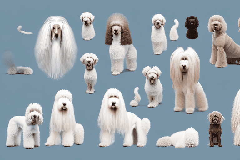 Several different large dog breeds known for not shedding