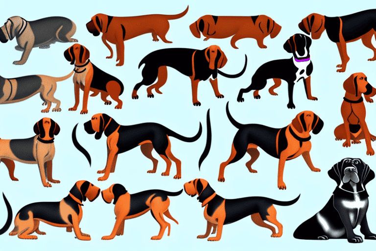 Several different types of large hound dogs