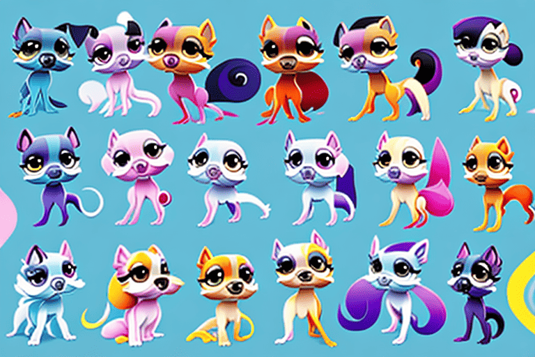 Various types of lps (littlest pet shop) dogs