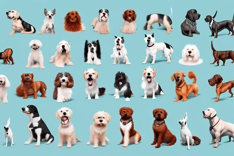 Several different medium-sized dog breeds