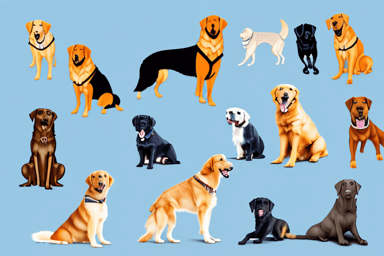 A variety of medium to large dog breeds