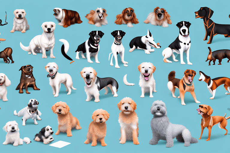 Several different medium-sized dog breeds