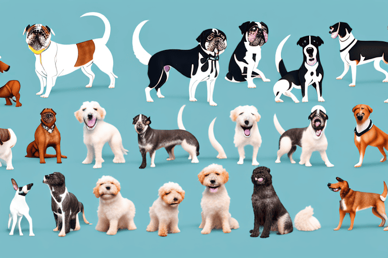 Several different medium-sized dog breeds