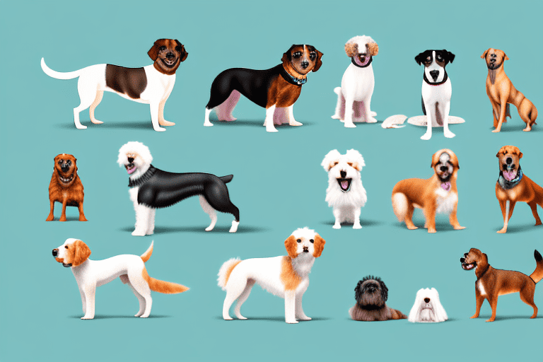 Several different breeds of mid-sized dogs