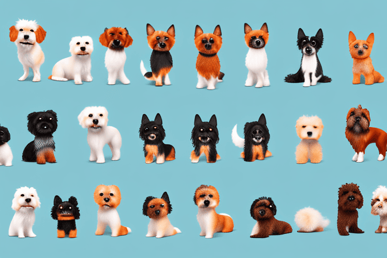 Various types of miniature dogs in different poses